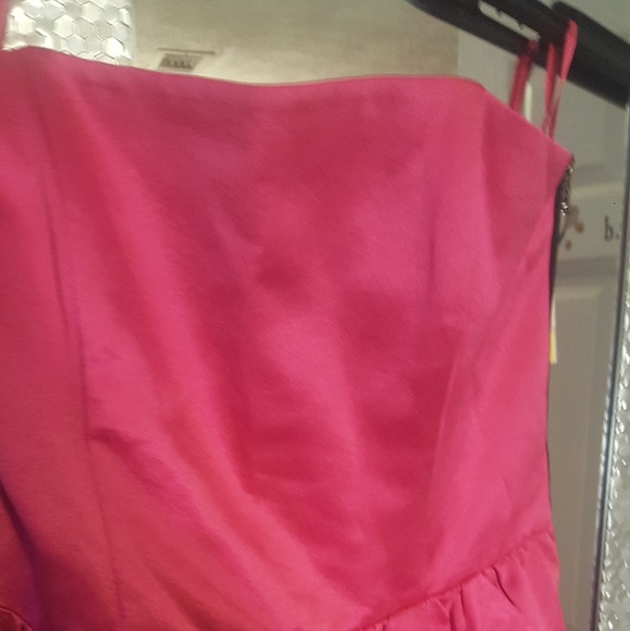 NWT Rachel Roy Black Hot Pink Fuschia Backless Strapless Corset Dress Size 10 - Picture 4 of 9